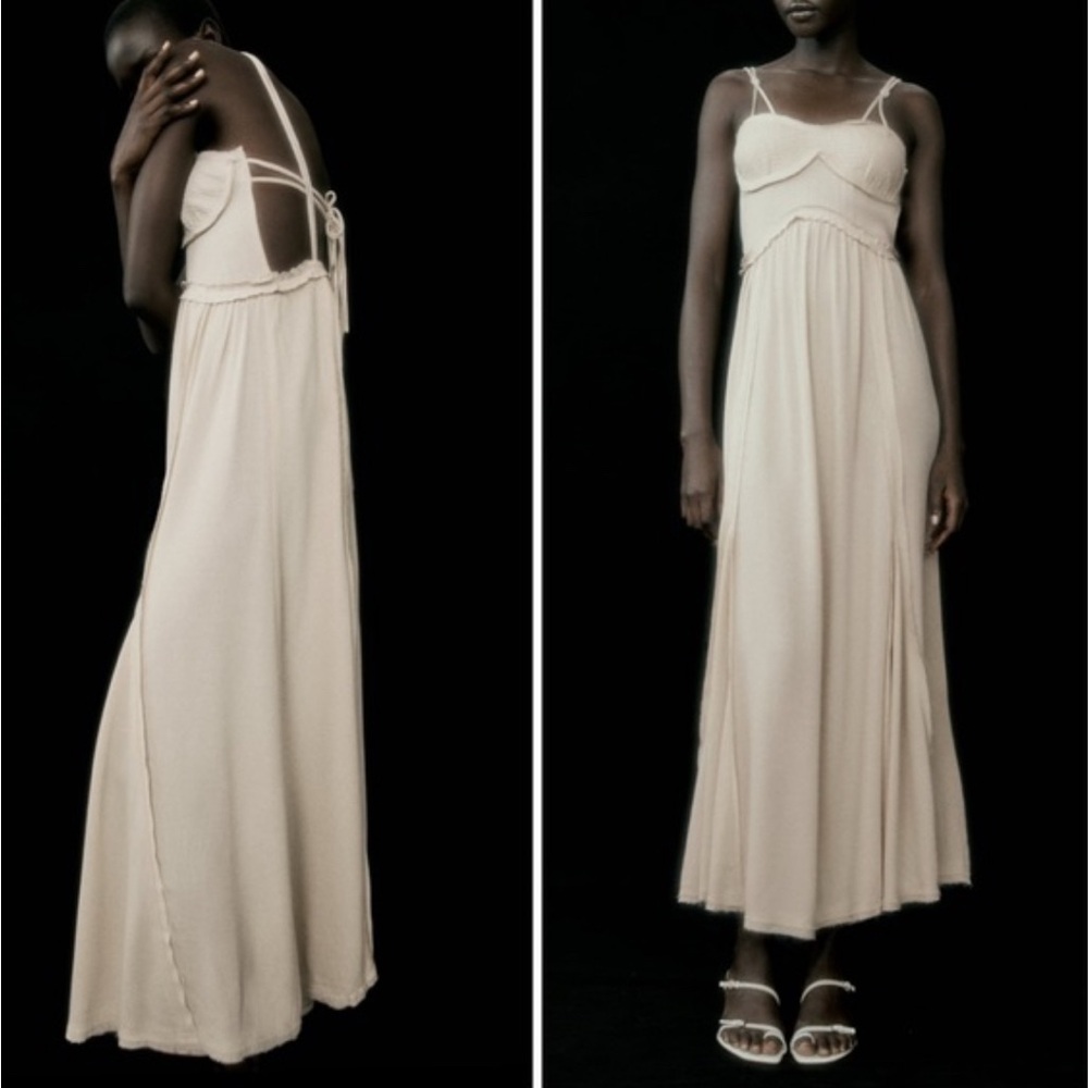 Zara Cream Maxi Dress - Picture 2 of 10